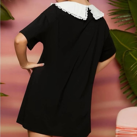 Hello Kitty Black Oversized Tee Shirt Dress with White Collar. - Picture 3 of 9